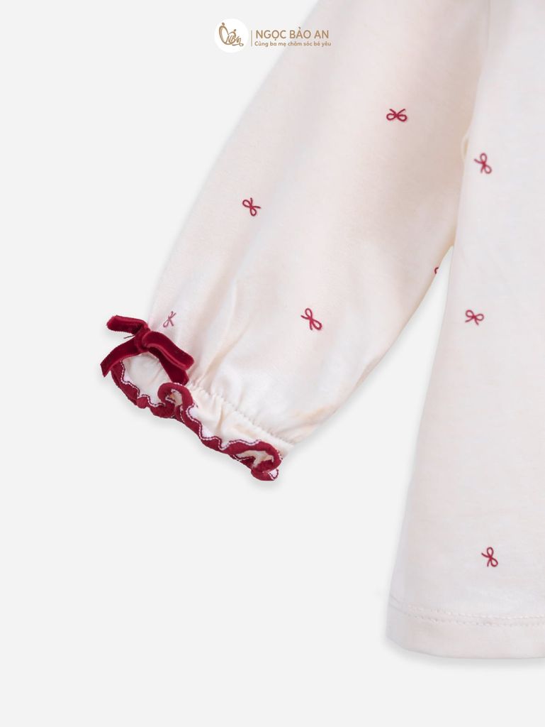 [M&B] BST THỎ MƠ: Bộ áo quần dài phối nơ cotton M&b cho bé gái (Bunny Tiểu Thư)