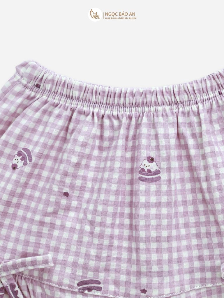 [M&B] BST CANDY: Bộ áo tay ngắn quần giả váy cotton M&b cho bé (Kẹo Dâu)