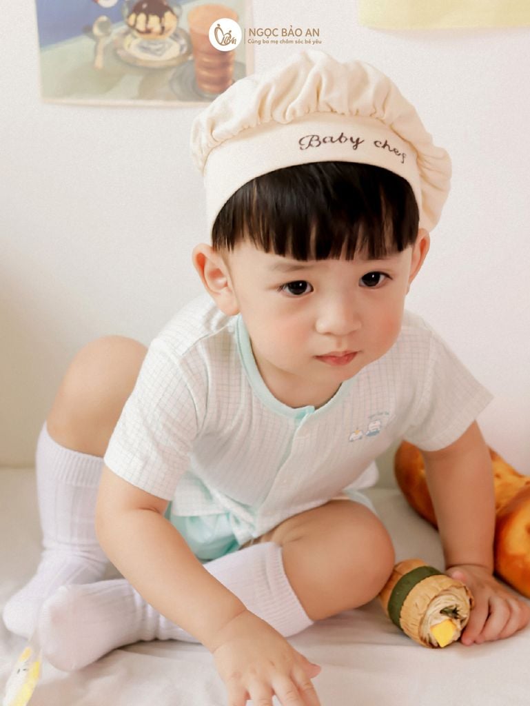 [M&B] Bộ tay ngắn cài giữa Caro Bear Mint (3-24m) [CBSSVISCOSE]