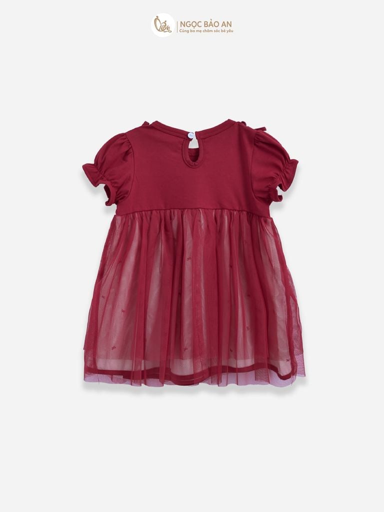 [M&B] BST THỎ MƠ: Đầm xòe công chúa tay ngắn phối ren cotton M&b cho bé gái