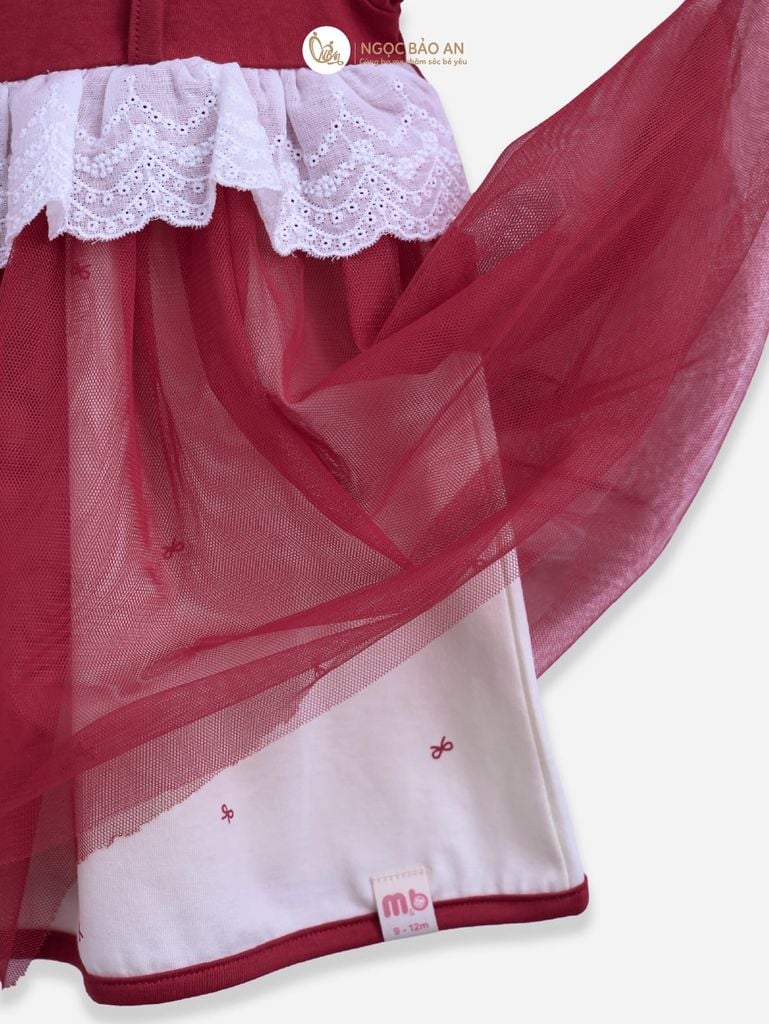 [M&B] BST THỎ MƠ: Đầm xòe công chúa tay ngắn phối ren cotton M&b cho bé gái