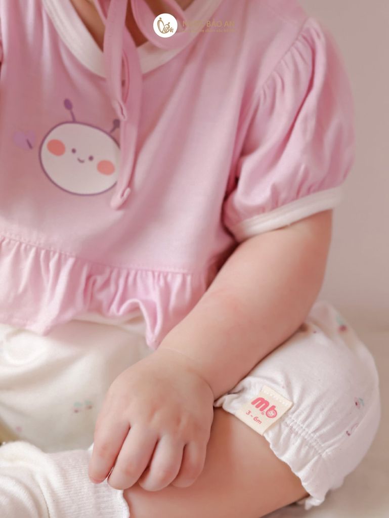 [M&B] Body đùi tay ngắn phồng phối bèo ong tím NB-12m)