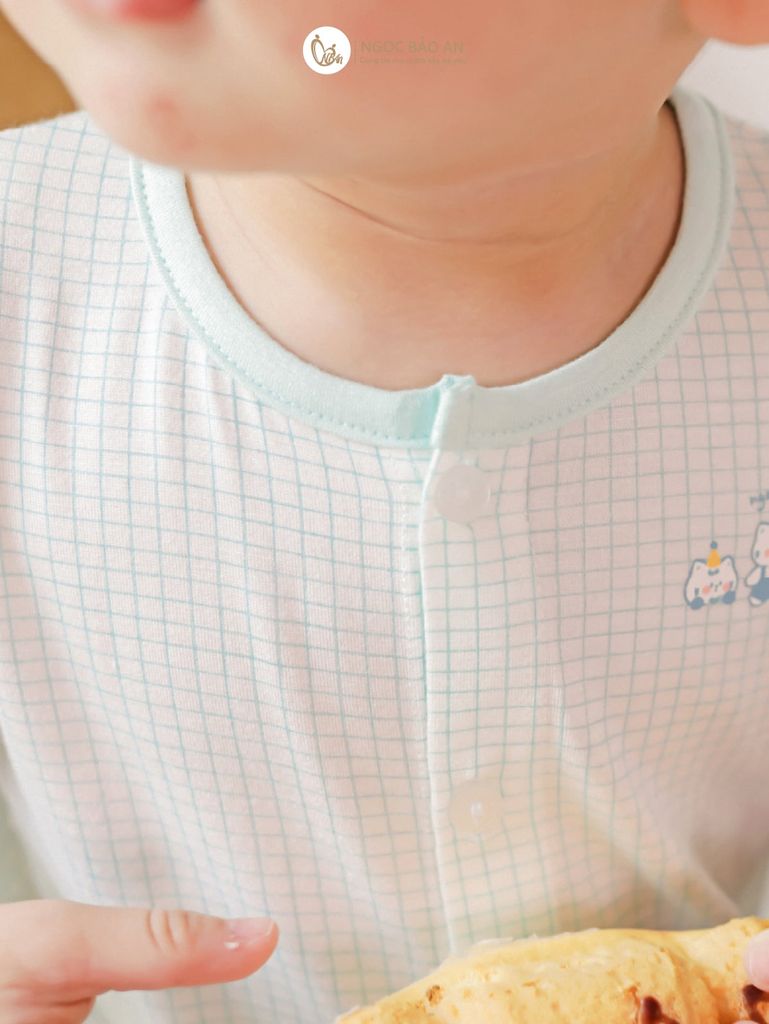 [M&B] Bộ tay ngắn cài giữa Caro Bear Mint (3-24m) [CBSSVISCOSE]