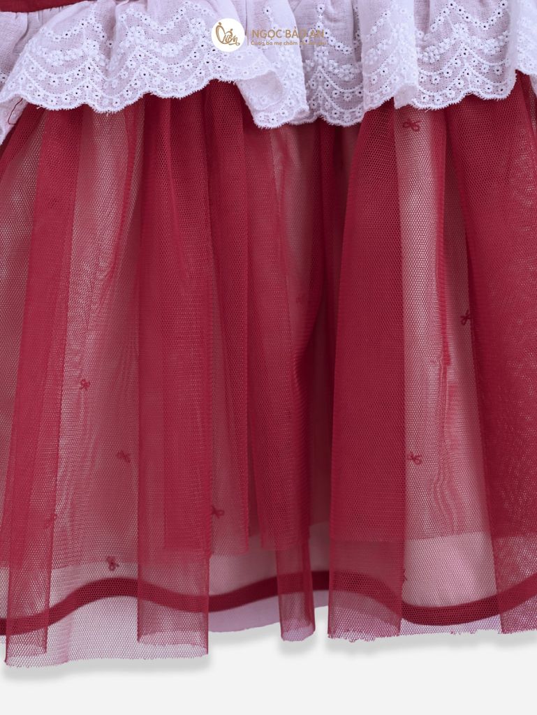 [M&B] BST THỎ MƠ: Đầm xòe công chúa tay ngắn phối ren cotton M&b cho bé gái
