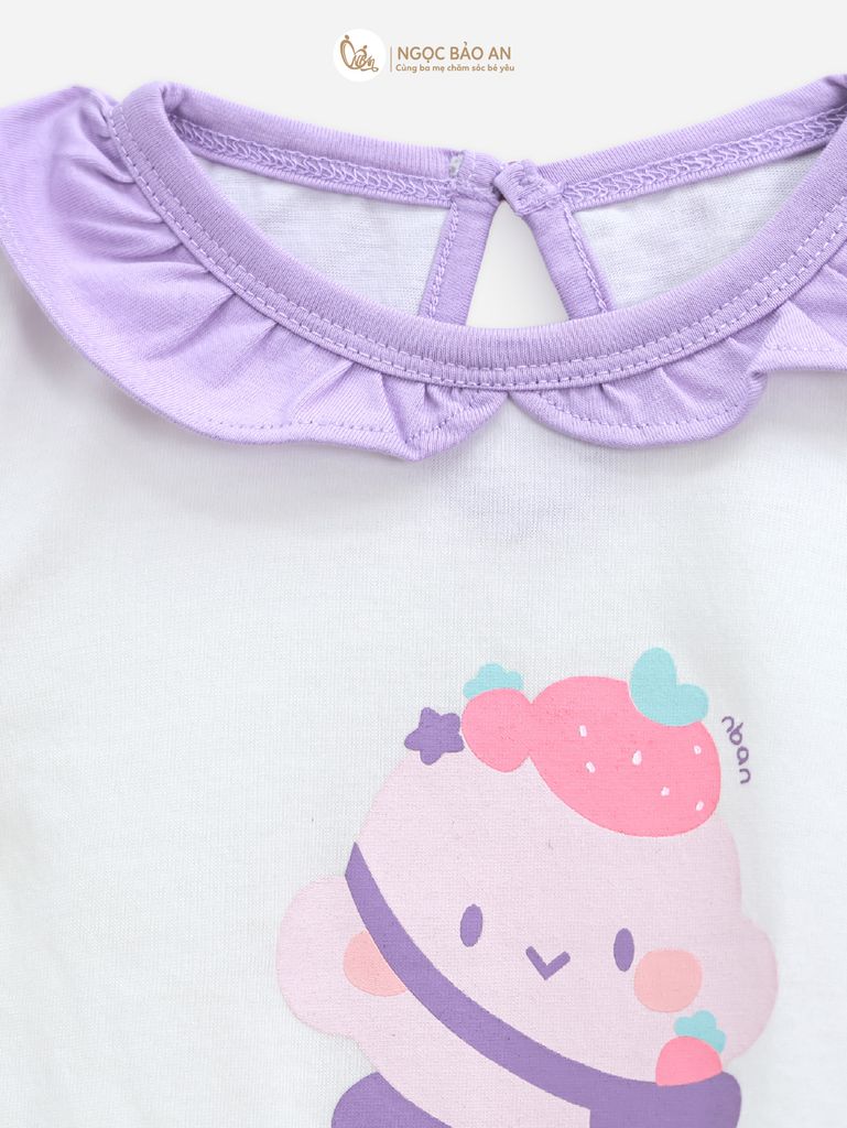 [M&B] BST CANDY: Set áo tay ngắn + Quần giả váy kèm nón bèo cotton M&b cho bé (Kẹo Dâu)