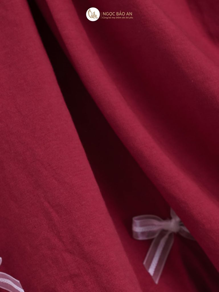 [M&B] BST THỎ MƠ: Đầm dáng bí phối cổ ren đính nơ cotton M&b cho bé gái