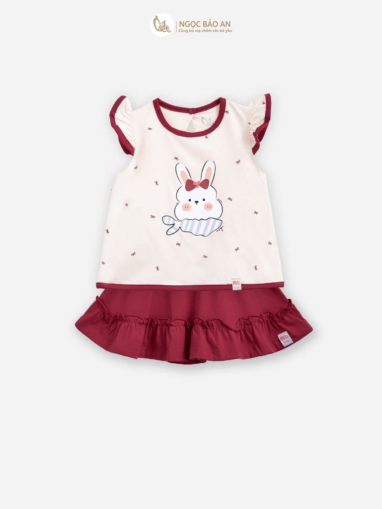 [M&B] BST THỎ MƠ: Set áo cánh tiên + chân váy đỏ xòe cotton M&b cho bé gái (Thỏ Mơ)
