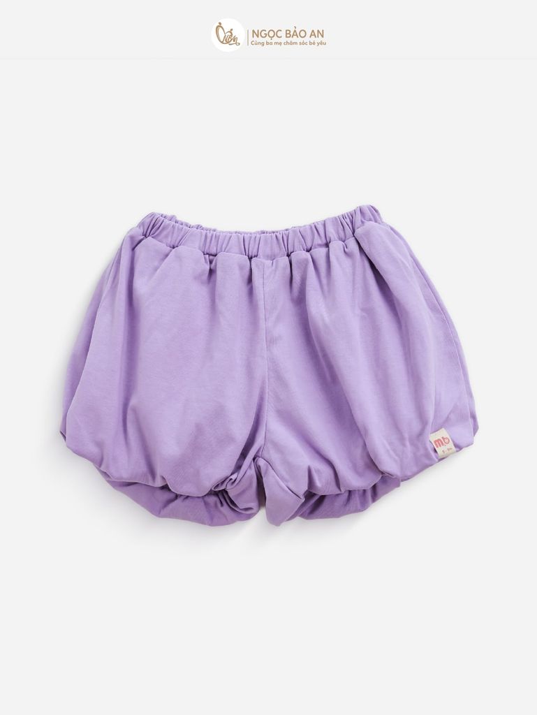 [M&B] BST CANDY: Bộ áo tay ngắn quần bí cotton M&b cho bé (Caro Nơ Tím)