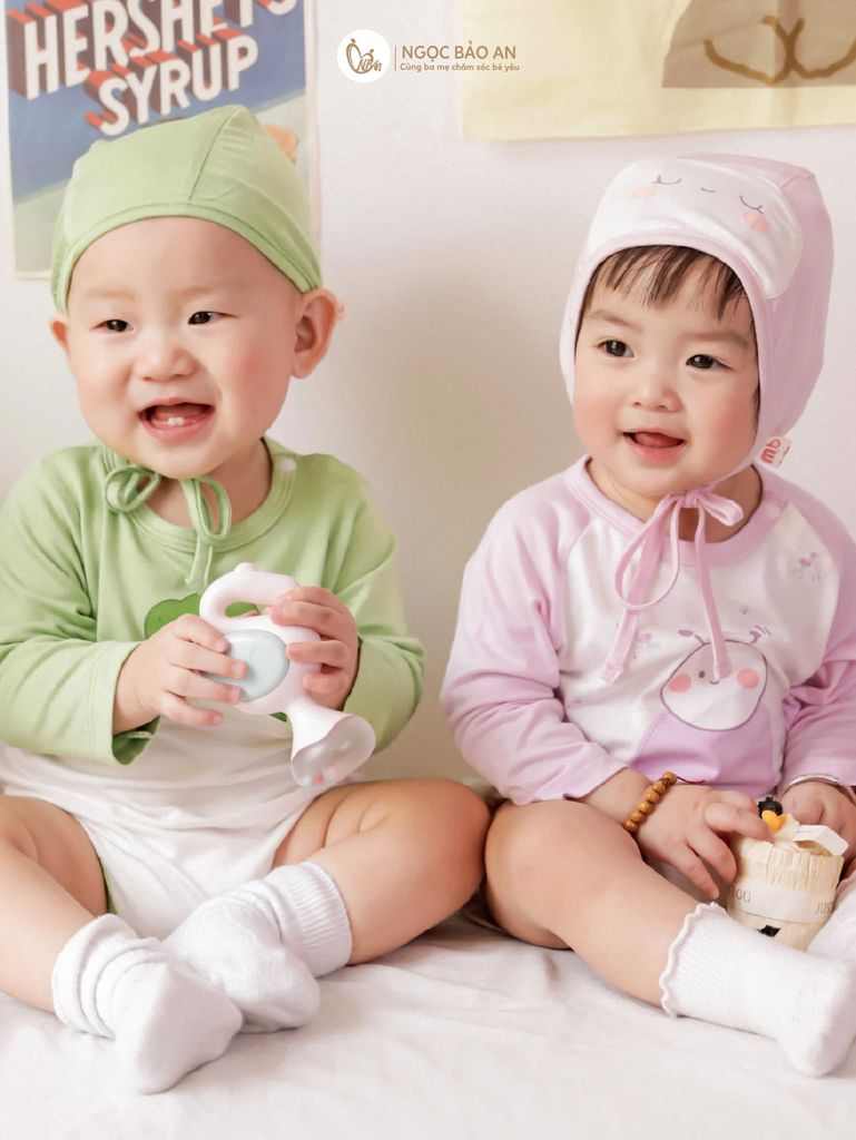 [M&B] Set bodychip tay dài kèm nón cột dây ong tím PM (NB-12m)
