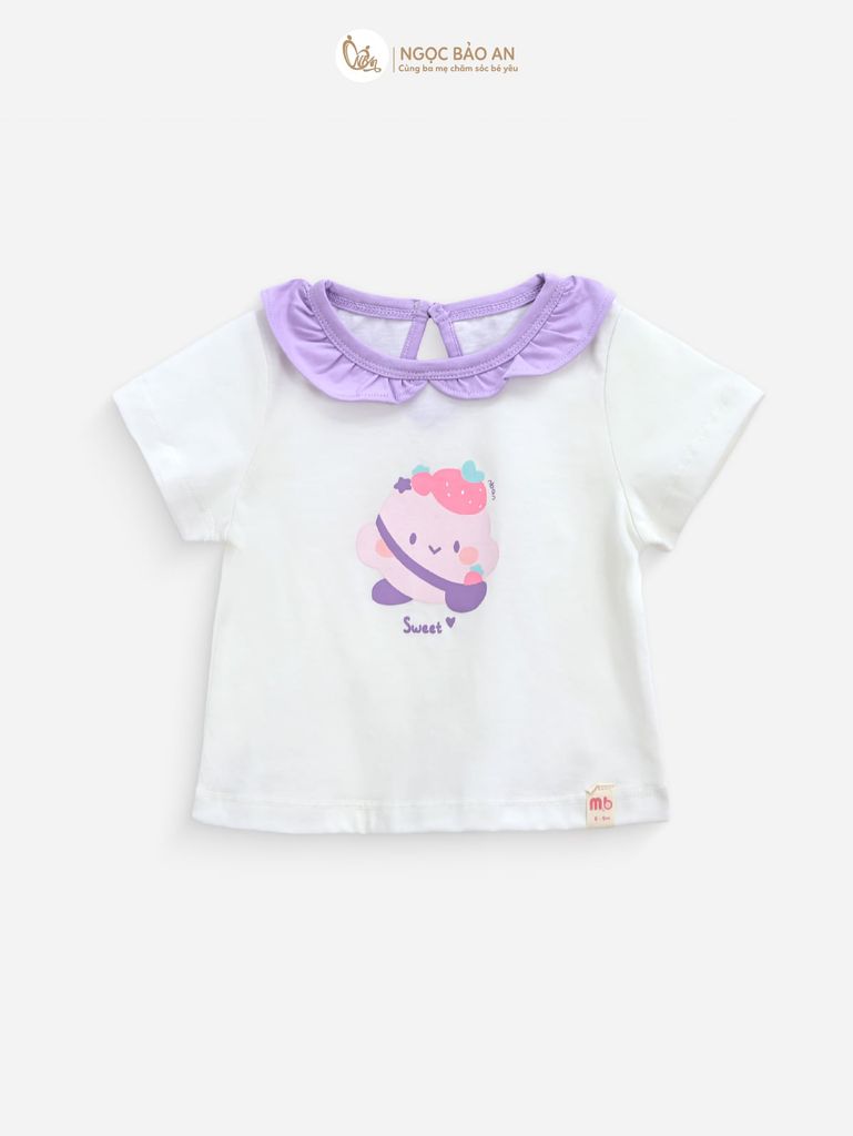 [M&B] BST CANDY: Set áo tay ngắn + Quần giả váy kèm nón bèo cotton M&b cho bé (Kẹo Dâu)