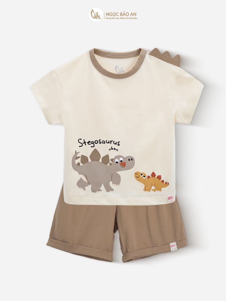 [M&B] BST DINO: Bộ ngắn bé trai M&B cotton (Stegosaurus)