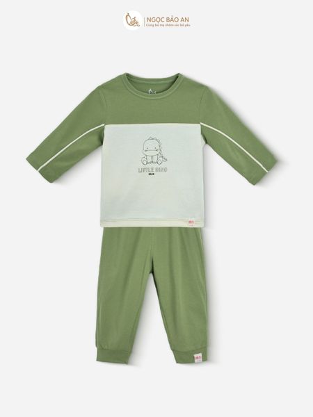 [M&B] BST DINO: Bộ áo quần dài tay M&B cotton bé trai (Little Dino)