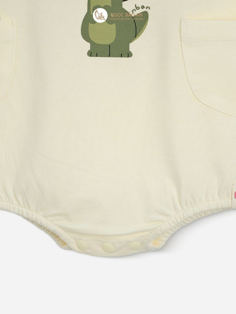 [M&B] BST DINO: Set bodychip + nón cột dây M&B cotton bé trai (Lilo Roco)