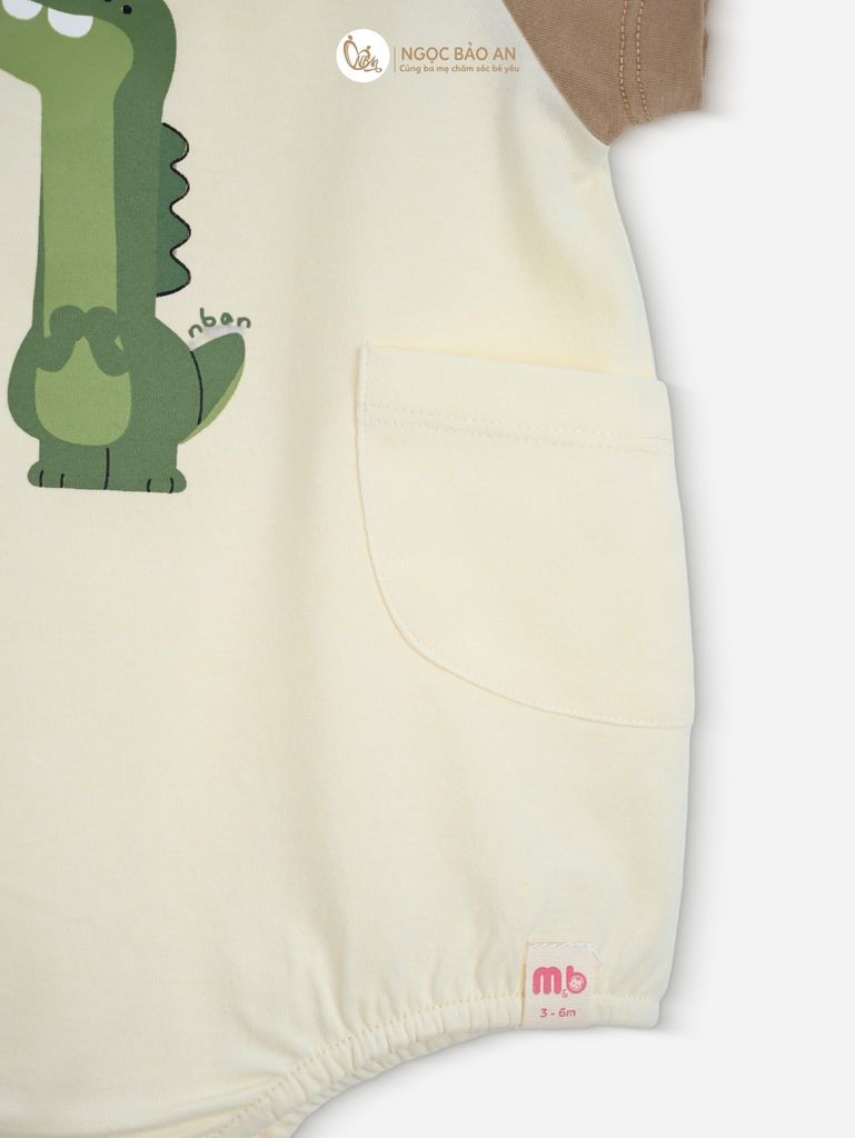 [M&B] BST DINO: Set bodychip + nón cột dây M&B cotton bé trai (Lilo Roco)