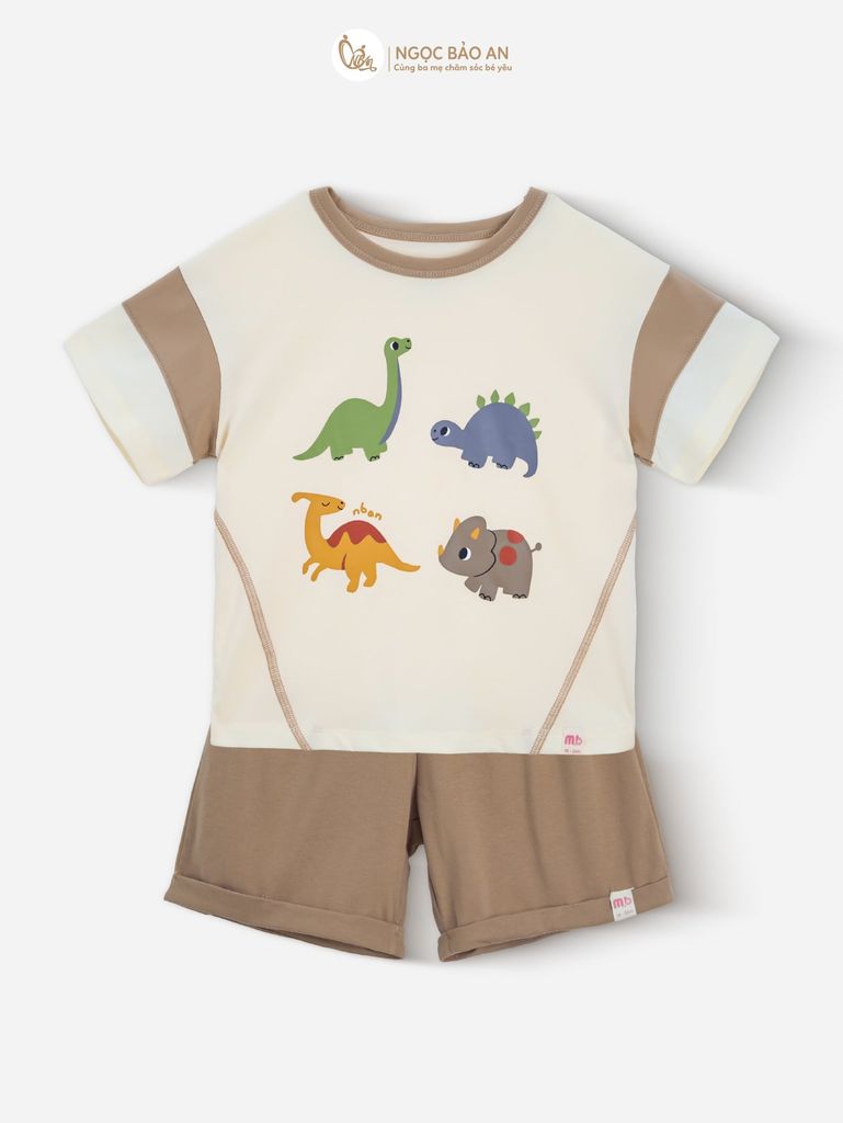 [M&B] BST DINO: Bộ ngắn bé trai M&B cotton (Dino Gang)