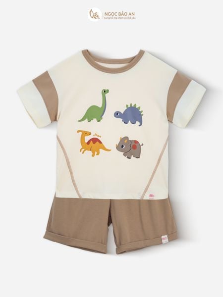 [M&B] BST DINO: Bộ ngắn bé trai M&B cotton (Dino Gang)