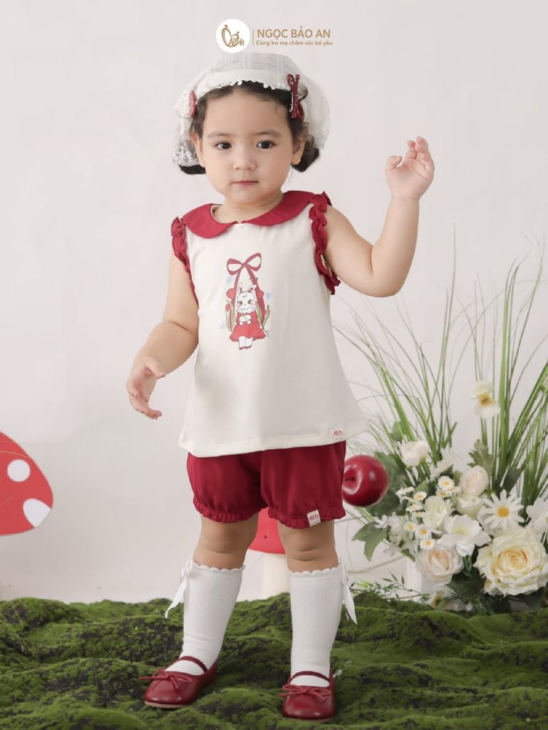 [M&B] BST THỎ MƠ: Set áo sát nách phối bèo quần ngắn bí swinging bunny