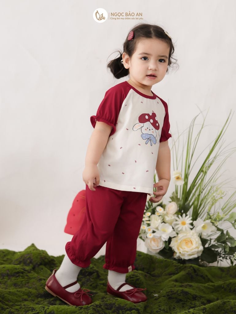 [M&B] BST THỎ MƠ: Bộ áo tay ngắn phối quần lửng thỏ nấm