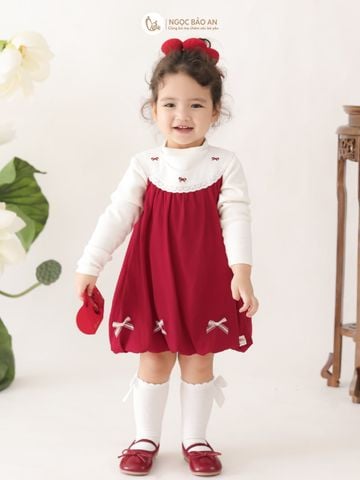 [M&B] BST THỎ MƠ: Đầm dáng bí phối cổ ren đính nơ