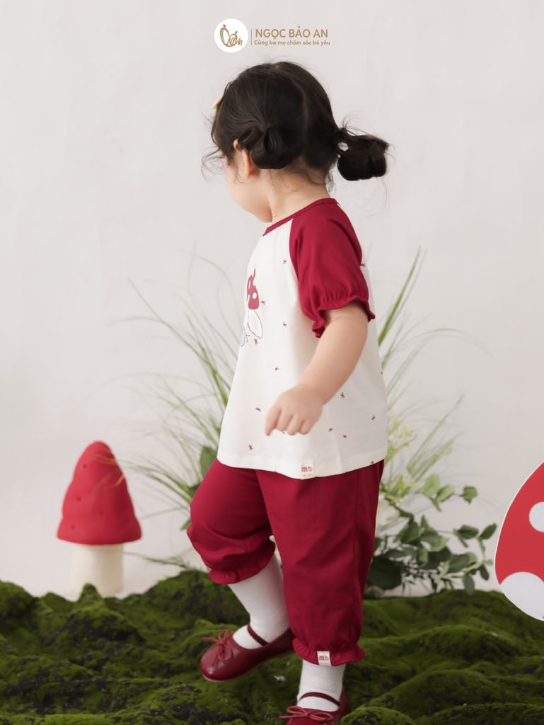 [M&B] BST THỎ MƠ: Bộ áo tay ngắn phối quần lửng thỏ nấm