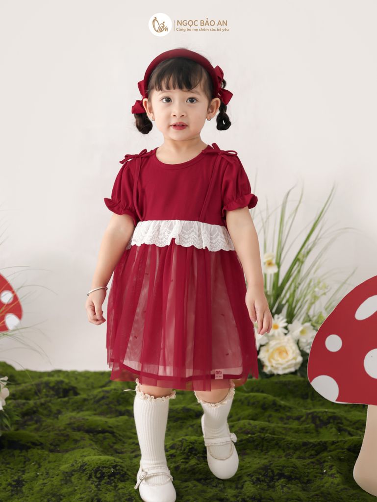 [M&B] BST THỎ MƠ: Đầm xòe công chúa tay ngắn phối ren