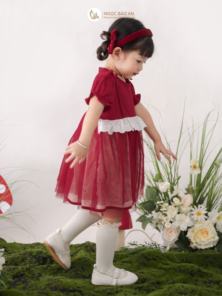 [M&B] BST THỎ MƠ: Đầm xòe công chúa tay ngắn phối ren