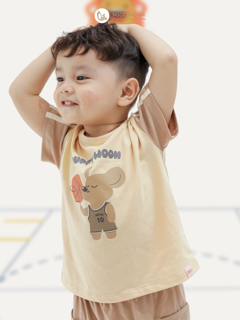 [M&B] BST CÚN: Bộ tay ngắn cotton puppy woon 10