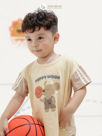 [M&B] BST CÚN: Bộ tay ngắn cotton puppy woon 10