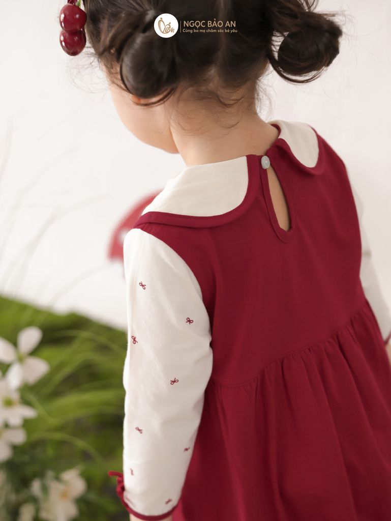 [M&B] BST THỎ MƠ: Đầm tiểu thư tay dài phối nơ heart bunny
