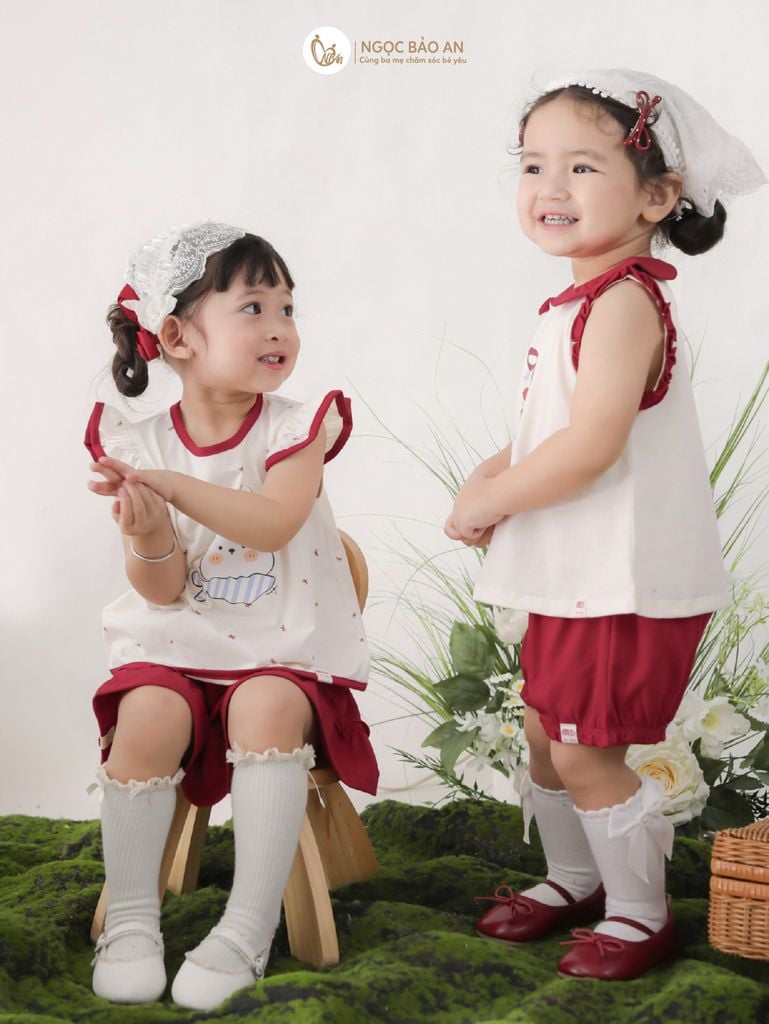[M&B] BST THỎ MƠ: Set áo cánh tiên phối chân váy đỏ xòe thỏ mơ
