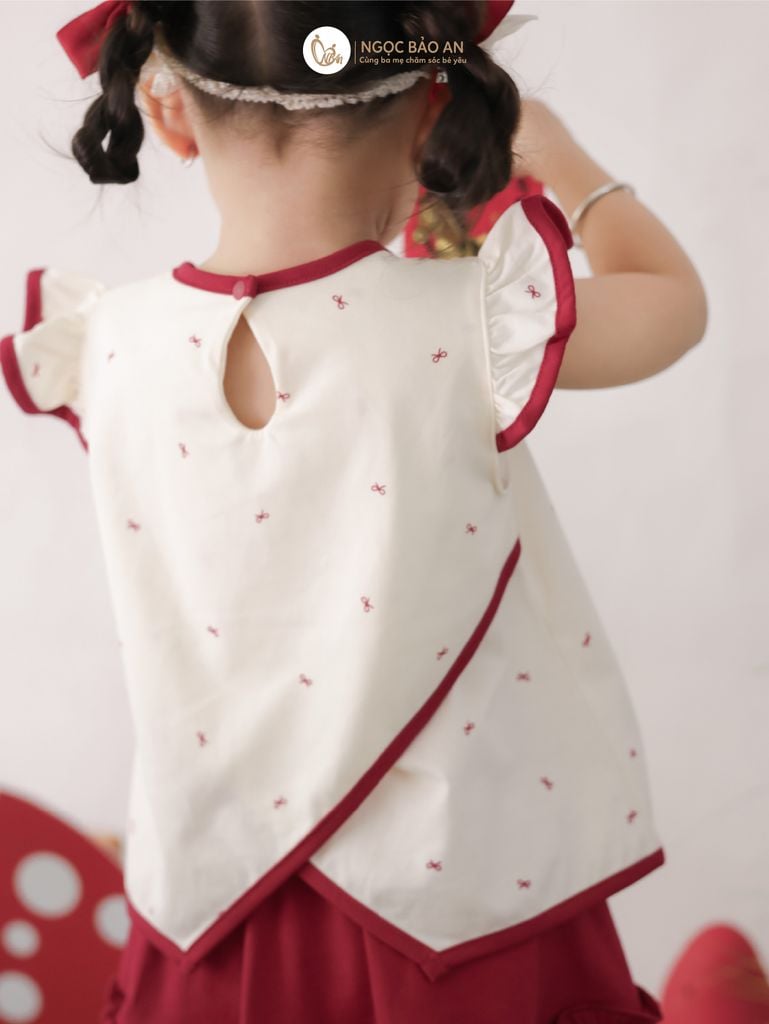 [M&B] BST THỎ MƠ: Set áo cánh tiên phối chân váy đỏ xòe thỏ mơ