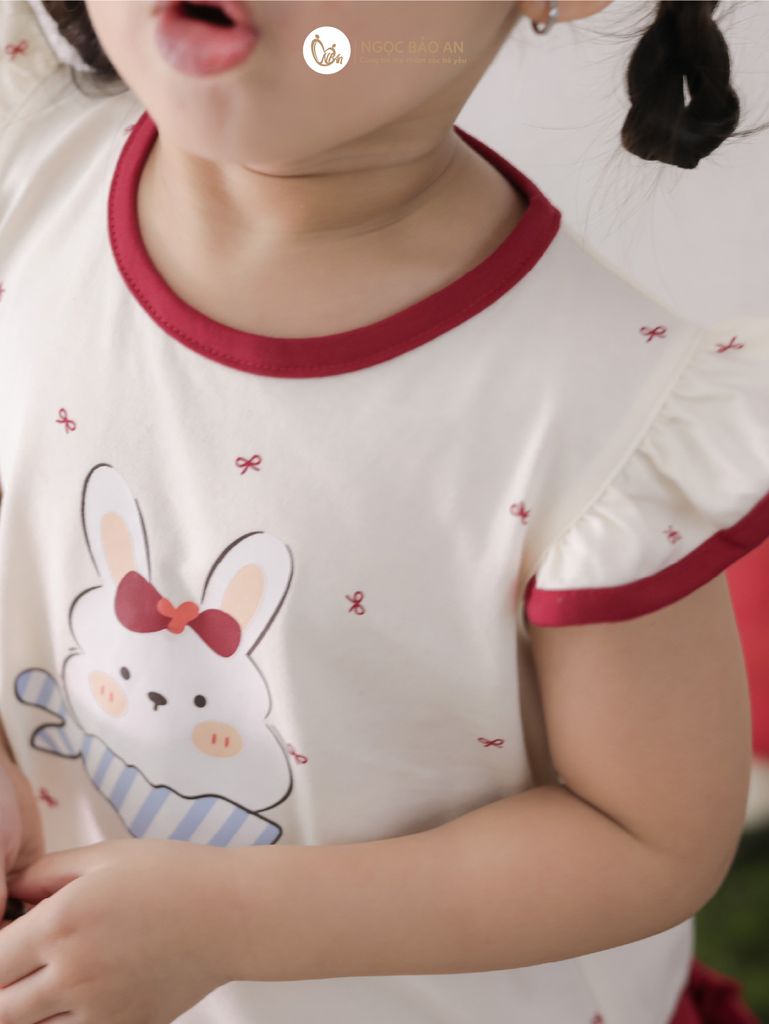 [M&B] BST THỎ MƠ: Set áo cánh tiên phối chân váy đỏ xòe thỏ mơ