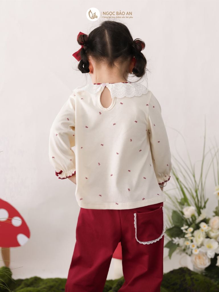 [M&B] BST THỎ MƠ: Bộ áo và quần dài phối nơ bunny tiểu thư