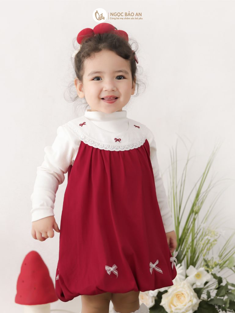 [M&B] BST THỎ MƠ: Đầm dáng bí phối cổ ren đính nơ