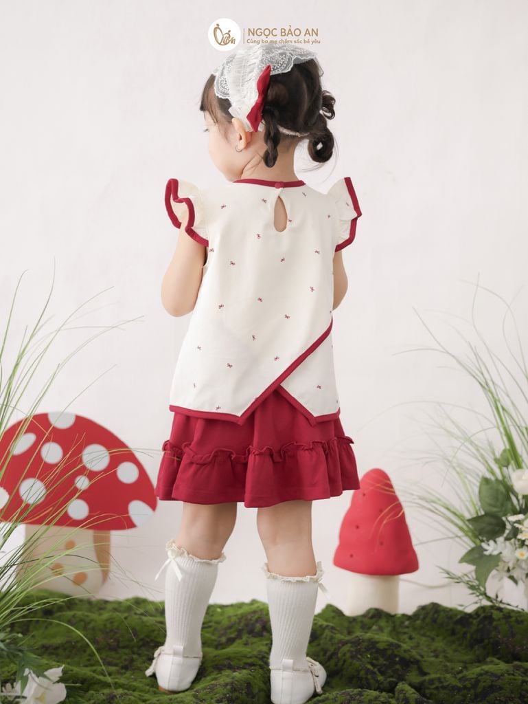[M&B] BST THỎ MƠ: Set áo cánh tiên phối chân váy đỏ xòe thỏ mơ
