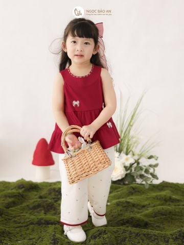 [M&B] BST THỎ MƠ: Set áo cổ yếm quần dài Phối Nơ