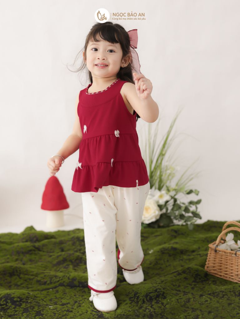 [M&B] BST THỎ MƠ: Set áo cổ yếm quần dài Phối Nơ