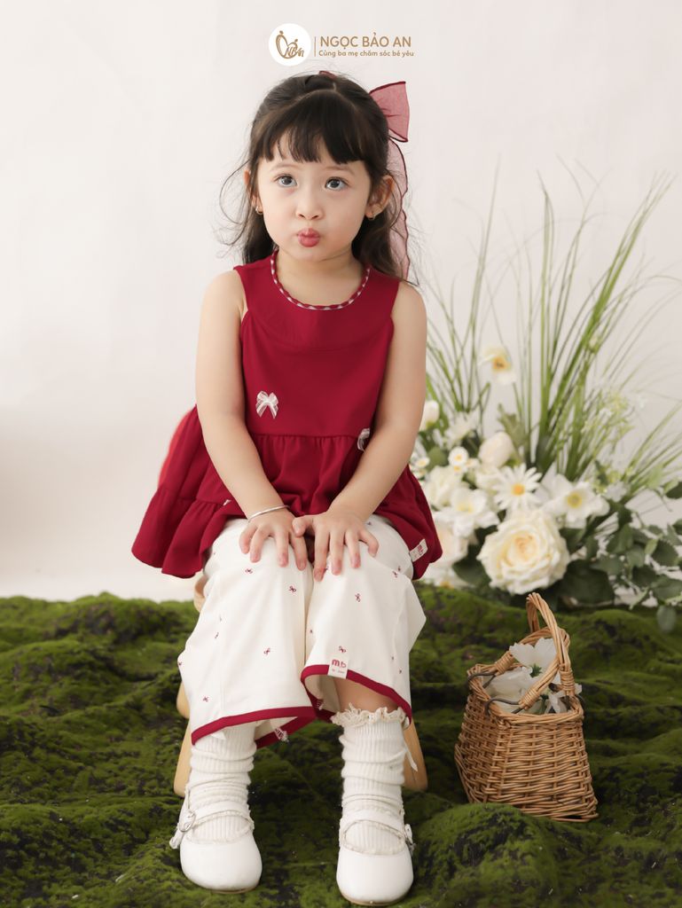 [M&B] BST THỎ MƠ: Set áo cổ yếm quần dài Phối Nơ