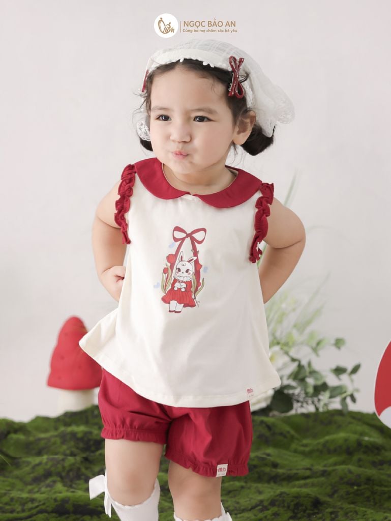 [M&B] BST THỎ MƠ: Set áo sát nách phối bèo quần ngắn bí swinging bunny