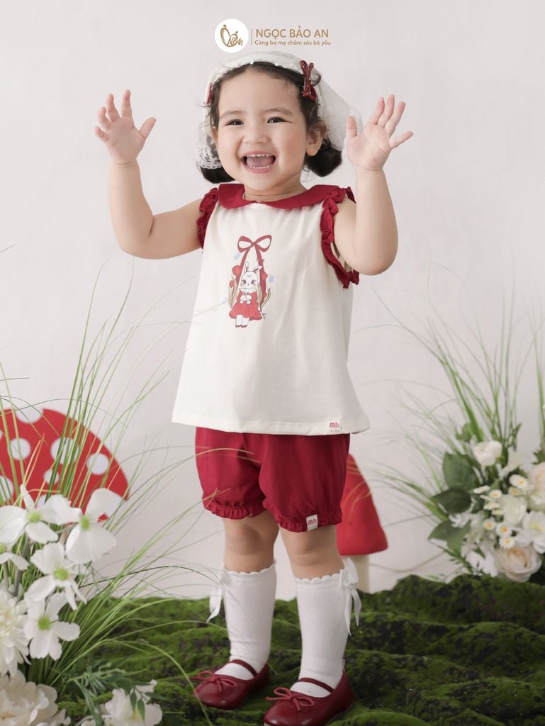 [M&B] BST THỎ MƠ: Set áo sát nách phối bèo quần ngắn bí swinging bunny