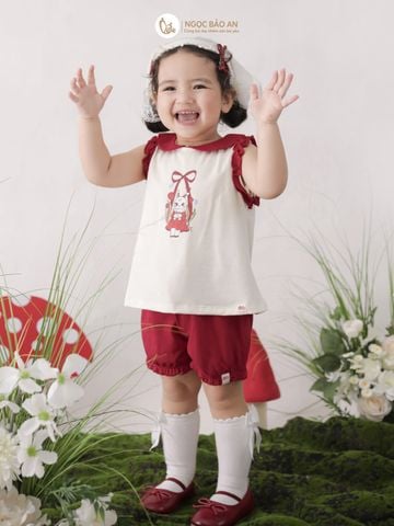 [M&B] BST THỎ MƠ: Set áo sát nách phối bèo quần ngắn bí swinging bunny