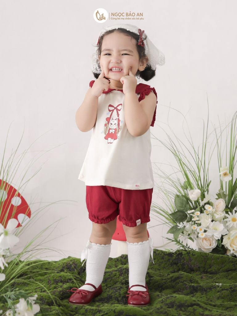 [M&B] BST THỎ MƠ: Set áo sát nách phối bèo quần ngắn bí swinging bunny