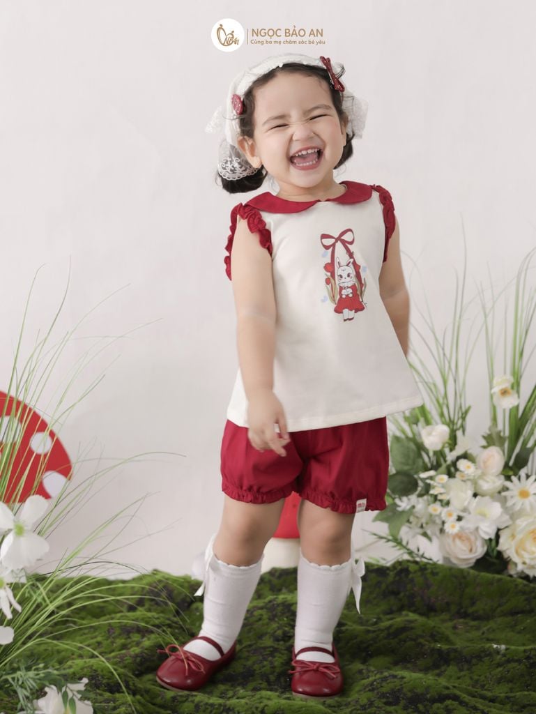 [M&B] BST THỎ MƠ: Set áo sát nách phối bèo quần ngắn bí swinging bunny