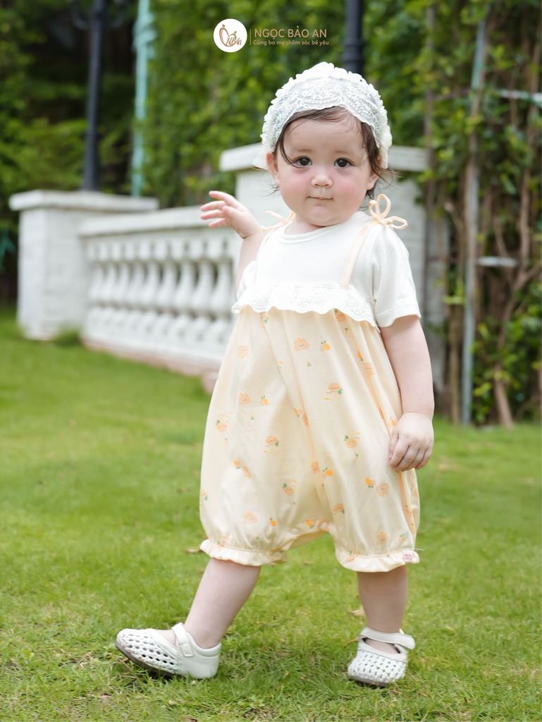 [M&B] BST GHS: Body đùi cotton tay ngắn gấu chanh vàng