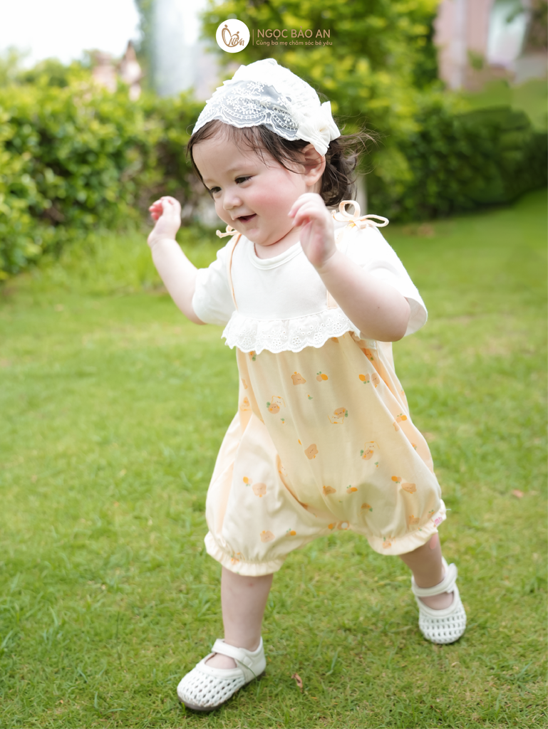 [M&B] BST GHS: Body đùi cotton tay ngắn gấu chanh vàng