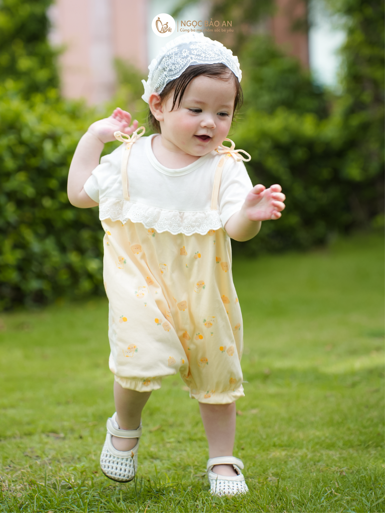 [M&B] BST GHS: Body đùi cotton tay ngắn gấu chanh vàng