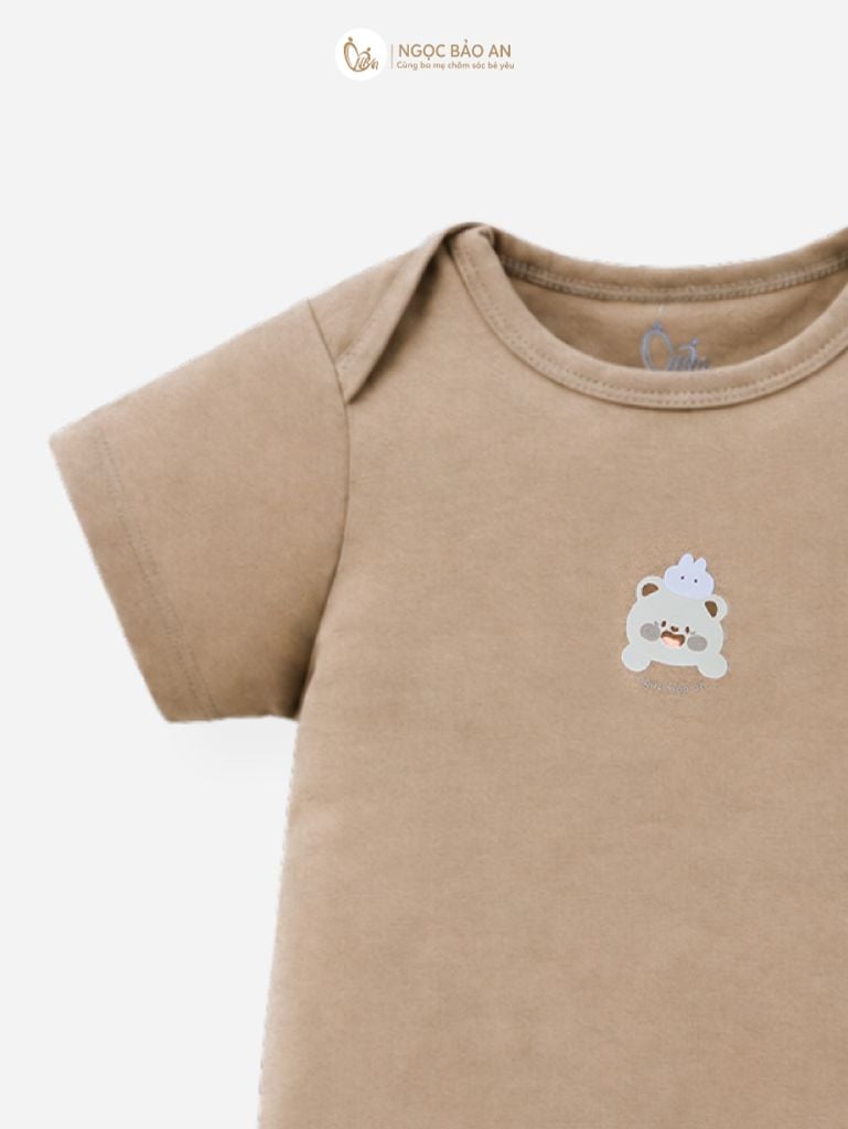 [M&B] Bodychip tay ngắn cotton gấu nâu