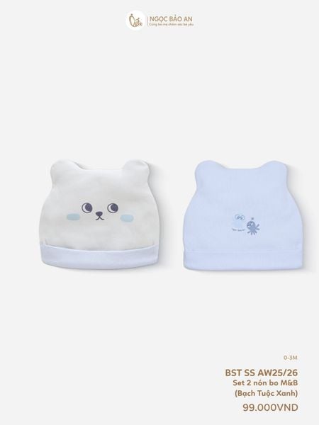 [M&B] Set 2 nón bo cotton rùa và bạch tuộc xanh