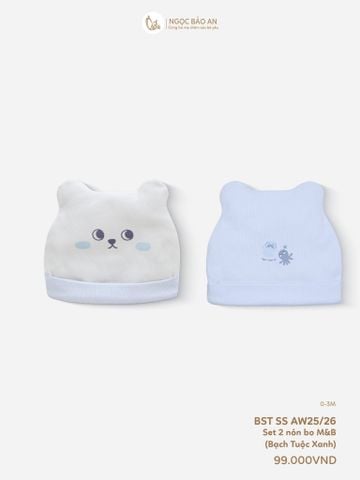 [M&B] Set 2 nón bo cotton rùa và bạch tuộc xanh