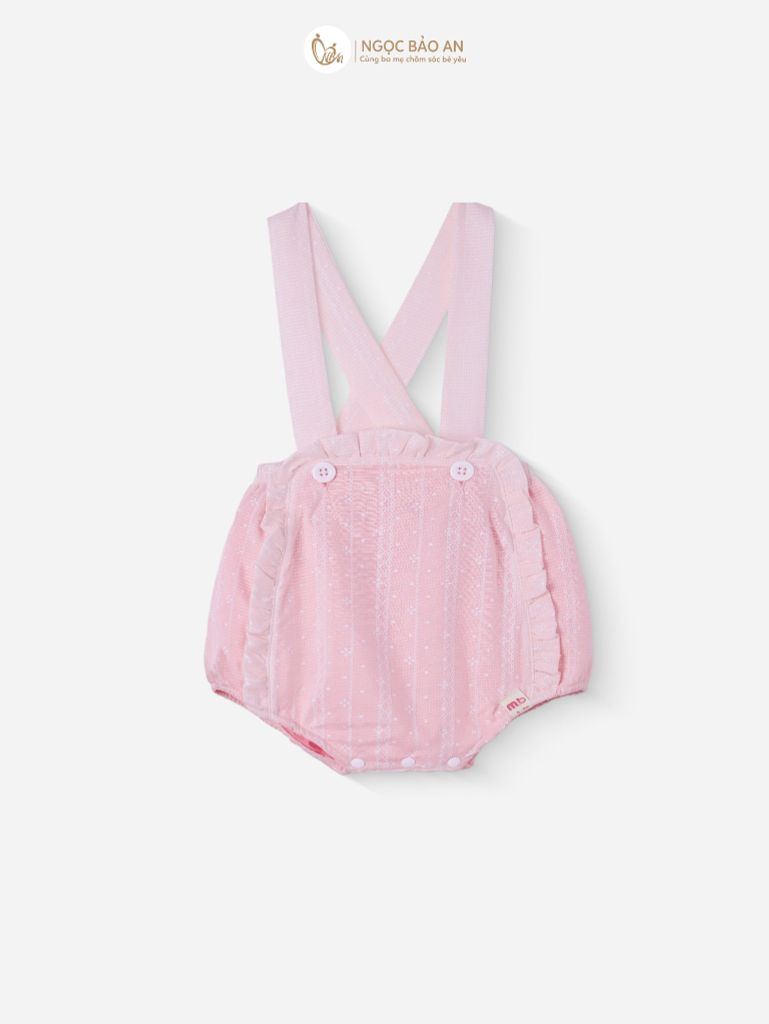 [M&B] BST PINK GIRL: Set áo+yếm bé Gái cotton gấu hồng